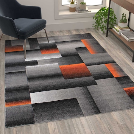 Flash Furniture Orange 5' x 7' Modern Color Blocked Area Rug ACD-RGTRZ861-57-OR-GG
